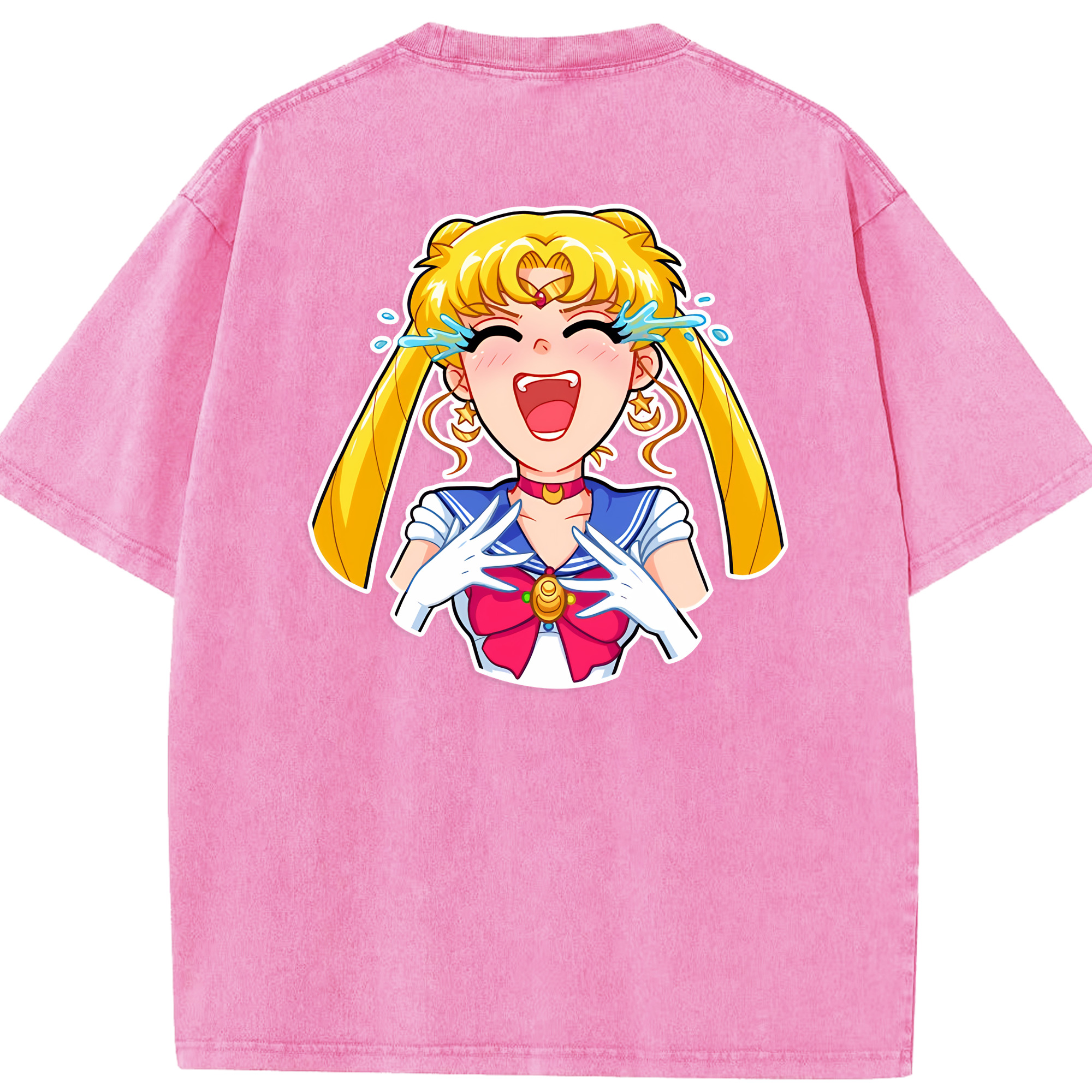 （画像用） 美少女戦士セーラームーン 月野 うさぎ つきの うさぎ Sailor Moon Tsukino Usagi 綿100% ヴィンテージ風 半袖Tシャツ（背面プリント）